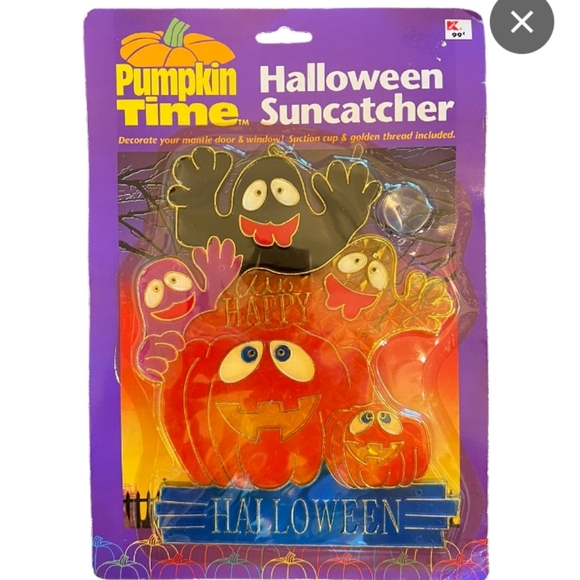 Vintage Pumpkin Time KMart Halloween Suncatcher - Picture 2 of 9